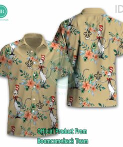 Dr Seuss Cosset New Orleans Saints Logo Tropical Floral Hawaiian Shirt