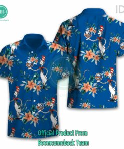 Dr Seuss Cosset New York Islanders Logo Tropical Floral Hawaiian Shirt