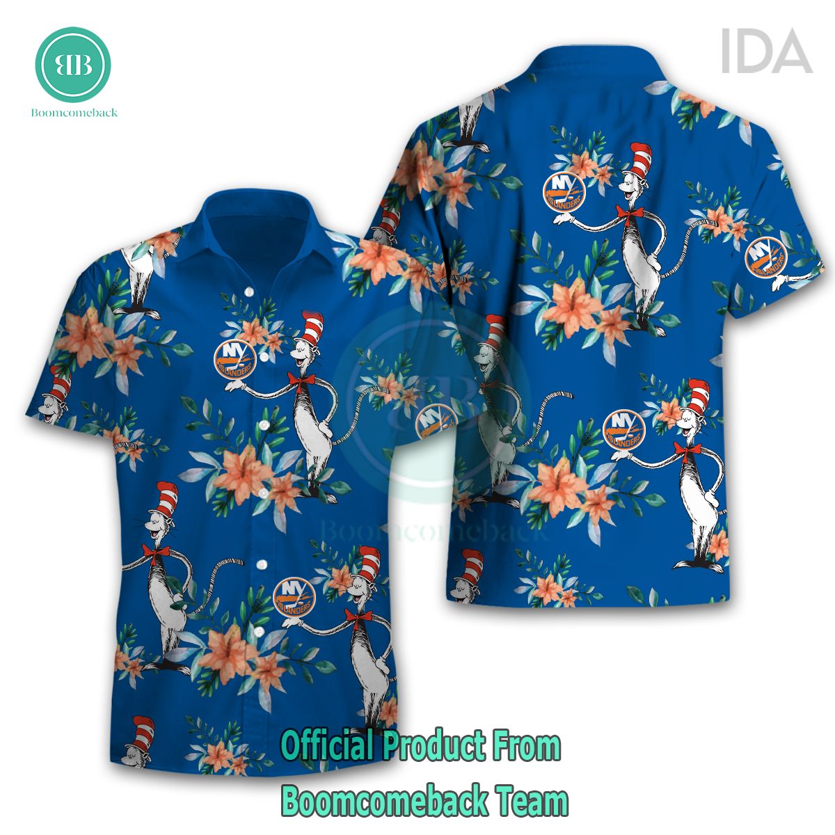 Vintage Aloha NHL Columbus Blue Jackets Hawaiian Shirt Palm Trees