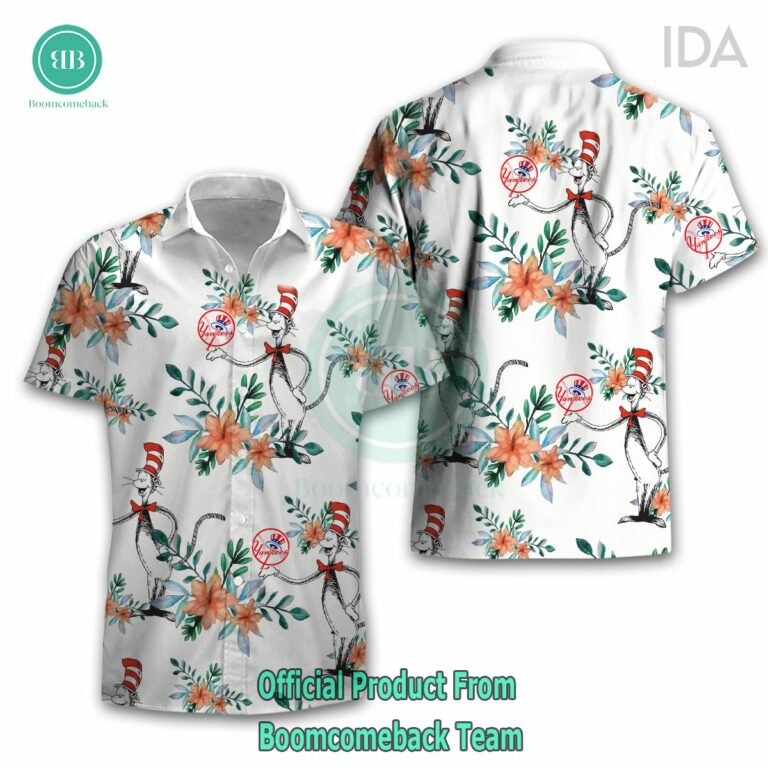 Dr Seuss Cosset New York Yankees Logo Tropical Floral Hawaiian Shirt