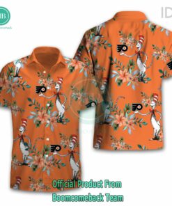 Dr Seuss Cosset Philadelphia Flyers Logo Tropical Floral Hawaiian Shirt