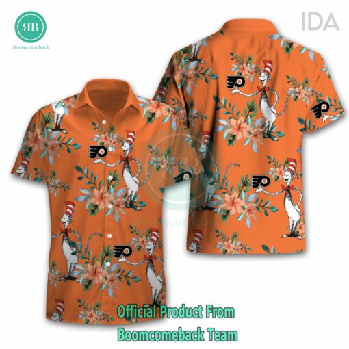Dr Seuss Cosset Philadelphia Flyers Logo Tropical Floral Hawaiian Shirt