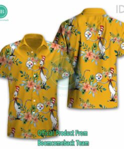Dr Seuss Cosset Pittsburgh Steelers Logo Tropical Floral Hawaiian Shirt