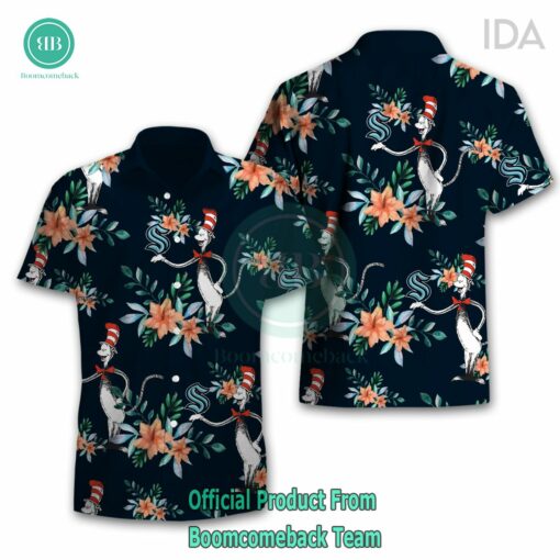 Dr Seuss Cosset Seattle Kraken Logo Tropical Floral Hawaiian Shirt