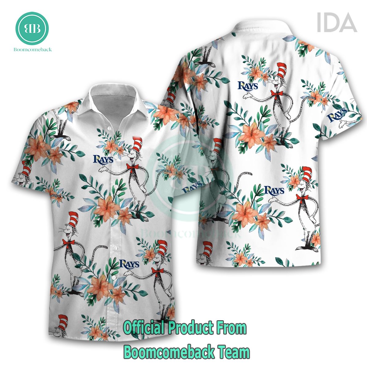 Dr Seuss Cosset Tampa Bay Rays Logo Tropical Floral Hawaiian Shirt