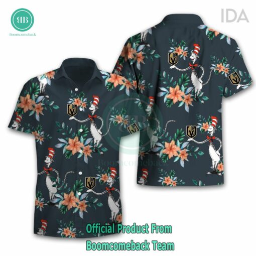 Dr Seuss Cosset Vegas Golden Knights Logo Tropical Floral Hawaiian Shirt