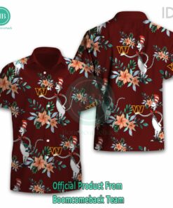 Dr Seuss Cosset Washington Commanders Logo Tropical Floral Hawaiian Shirt