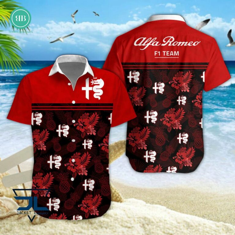 F1 Team Alfa Romeo Racing Tropical Hibiscus Hawaiian Shirt
