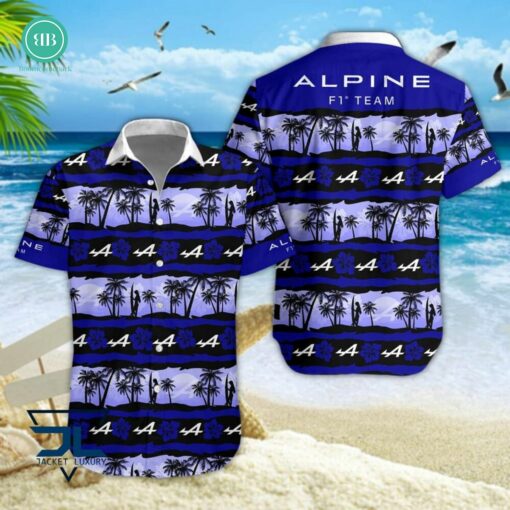 F1 Team Alpine Palm Tree Hawaiian Shirt