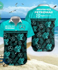F1 Team Mercedes-AMG Petronas Tropical Hibiscus Hawaiian Shirt