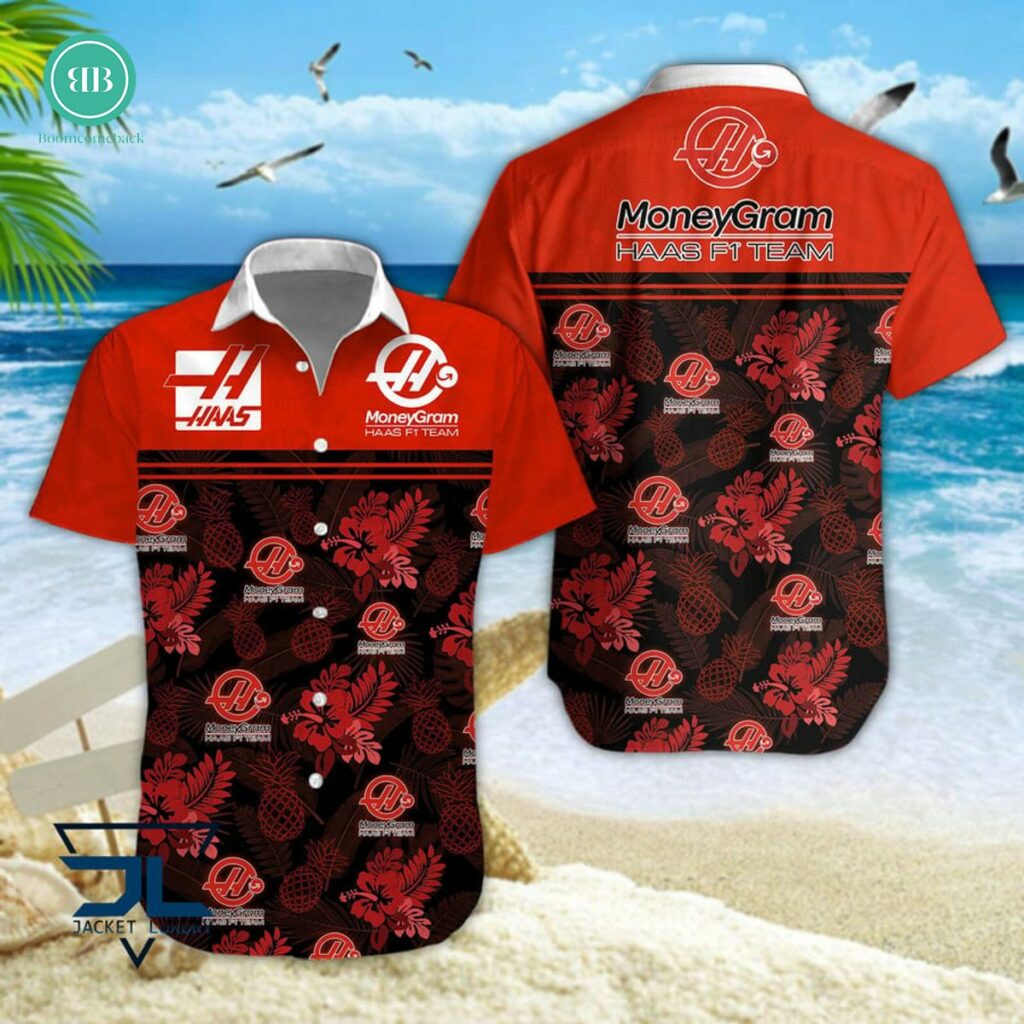 F1 Team MoneyGram Haas Tropical Hibiscus Hawaiian Shirt