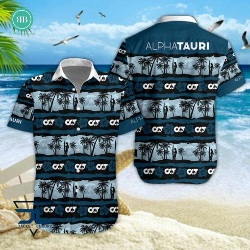 F1 Team Scuderia AlphaTauri Palm Tree Hawaiian Shirt