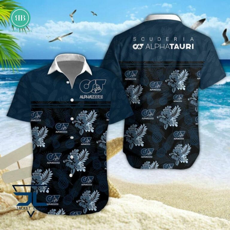 F1 Team Scuderia AlphaTauri Tropical Hibiscus Hawaiian Shirt