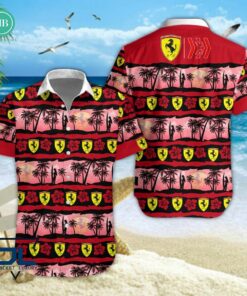 F1 Team Scuderia Ferrari Palm Tree Hawaiian Shirt