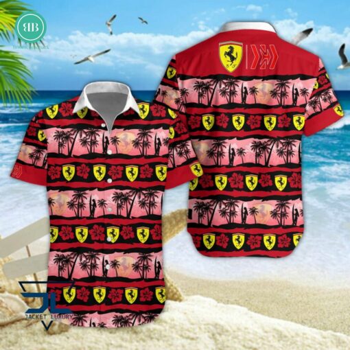 F1 Team Scuderia Ferrari Palm Tree Hawaiian Shirt