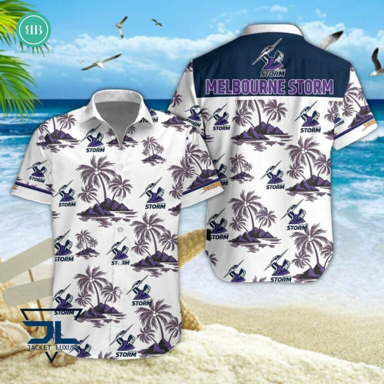 Melbourne Storm Palm Tree Island Hawaiian Shirt