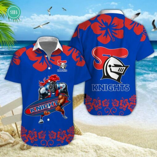 Newcastle Knights Surfboard Hibiscus Hawaiian Shirt