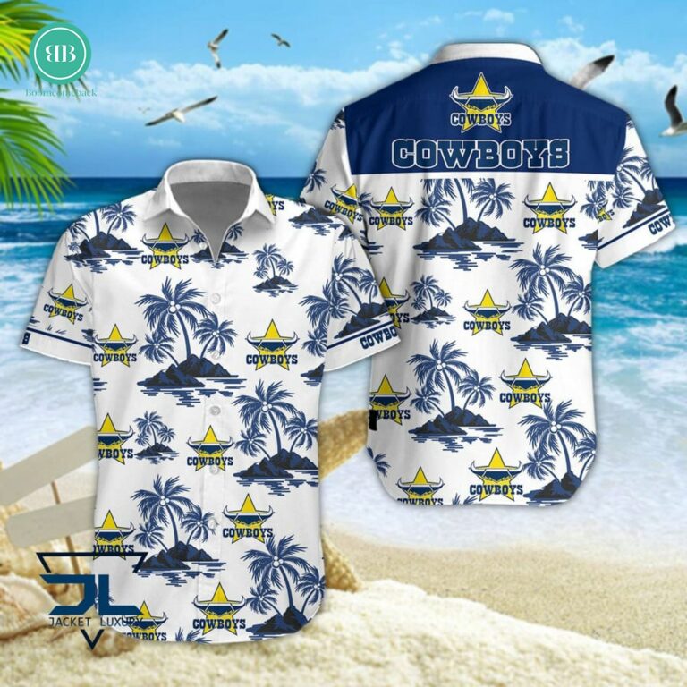 North Queensland Cowboys Palm Tree Island Hawaiian Shirt