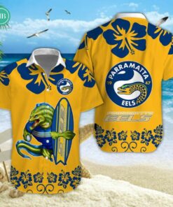 Parramatta Eels Surfboard Hibiscus Hawaiian Shirt