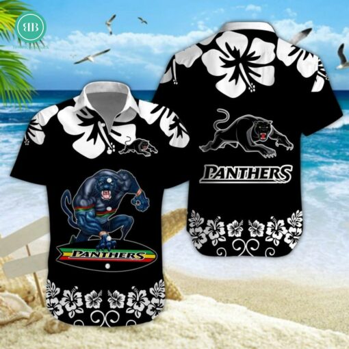 Penrith Panthers Surfboard Hibiscus Hawaiian Shirt