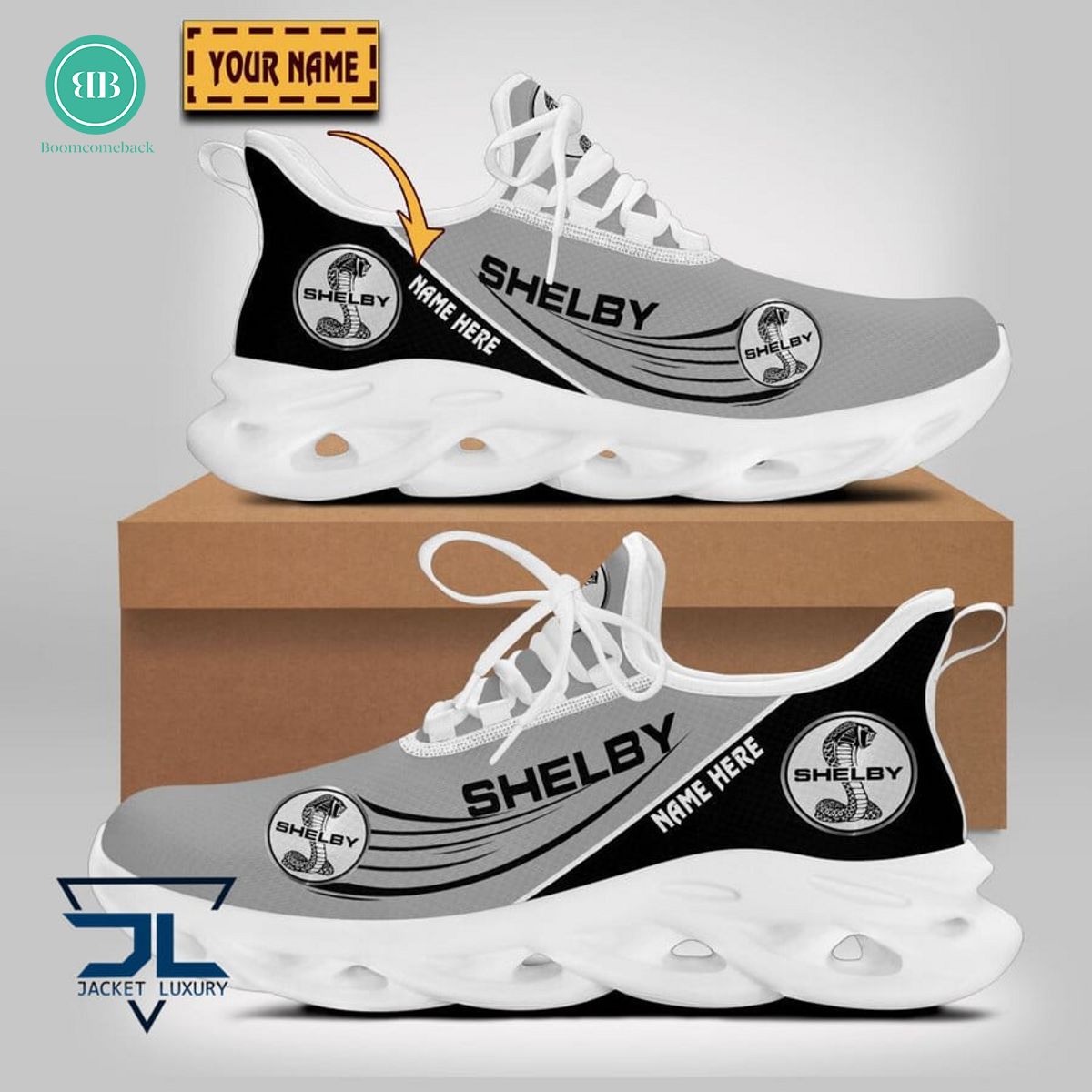 Personalized Name Ford Shelby Grey Max Soul Shoes