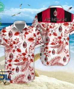 Serie A AC Milan Floral Hawaiian Shirt And Shorts
