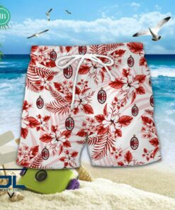 serie a ac milan floral hawaiian shirt and shorts 3 88BWq