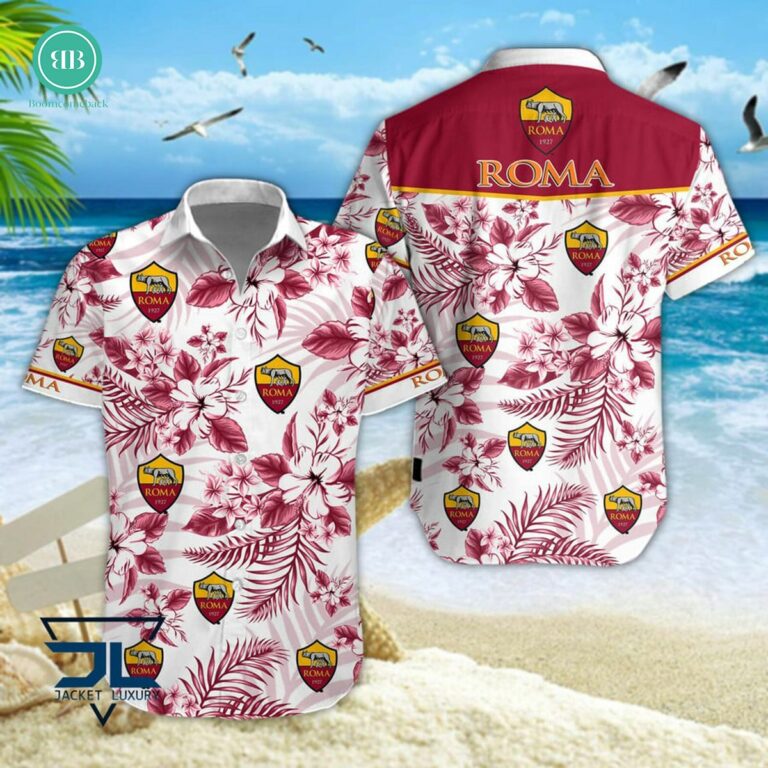 Serie A AS Roma Floral Hawaiian Shirt And Shorts