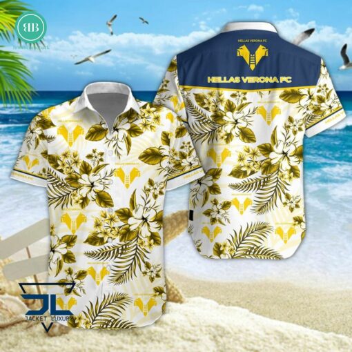 Serie A Hellas Verona FC Floral Hawaiian Shirt And Shorts