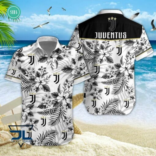 Serie A Juventus Floral Hawaiian Shirt And Shorts