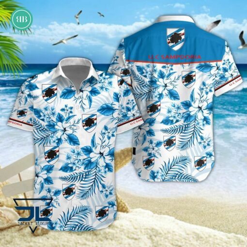 Serie A U.C Sampdoria Floral Hawaiian Shirt And Shorts