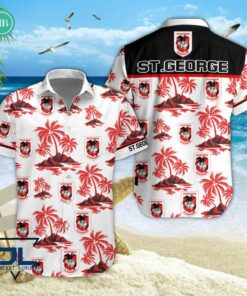 St. George Illawarra Dragons Palm Tree Island Hawaiian Shirt