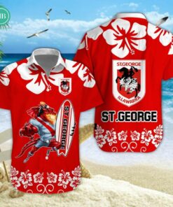 St. George Illawarra Dragons Surfboard Hibiscus Hawaiian Shirt