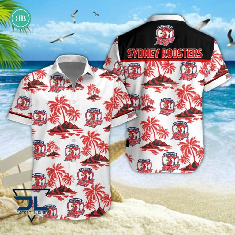 Sydney Roosters Palm Tree Island Hawaiian Shirt
