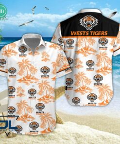 Wests Tigers Palm Tree Island Hawaiian Shirt