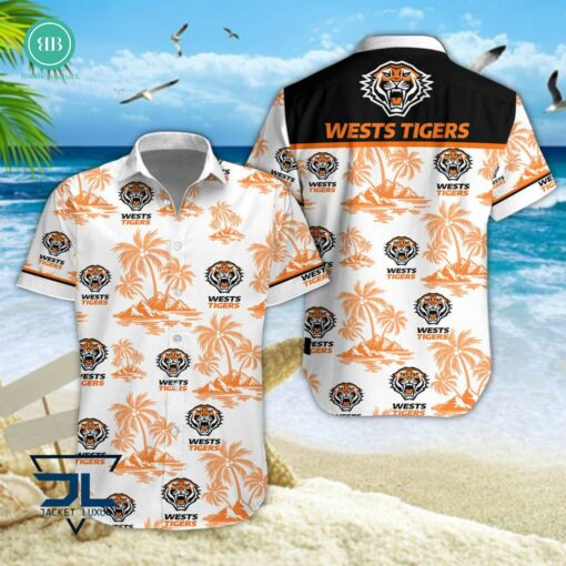 Wests Tigers Palm Tree Island Hawaiian Shirt