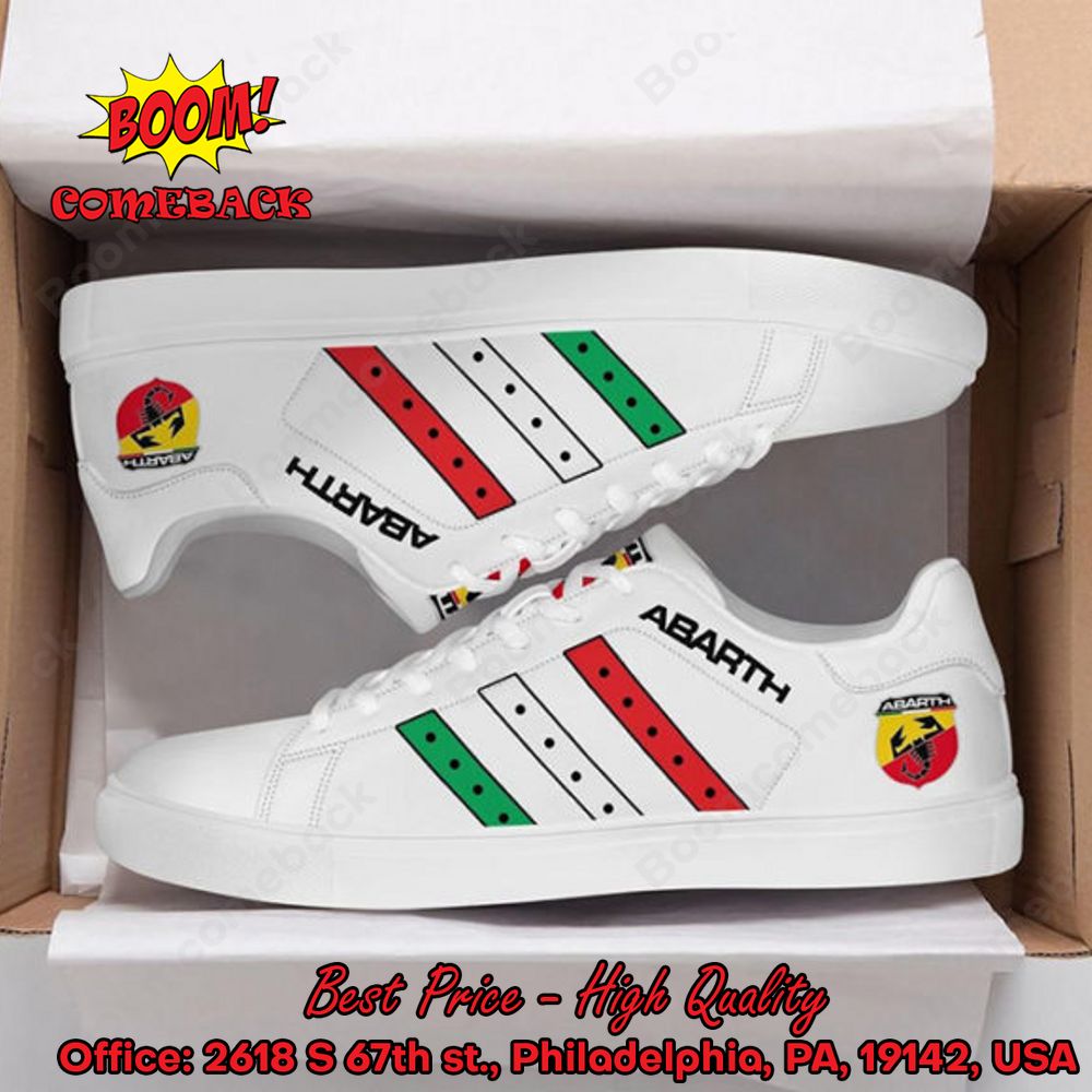 Abarth Red White Green Stripes Adidas Stan Smith Shoes