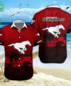 Calgary Stampeders Palm Tree Hawaiian Shirt