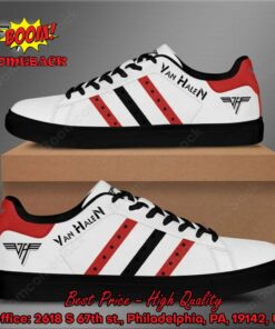 Eddie Van Halen Red And Black Stripes Adidas Stan Smith Shoes