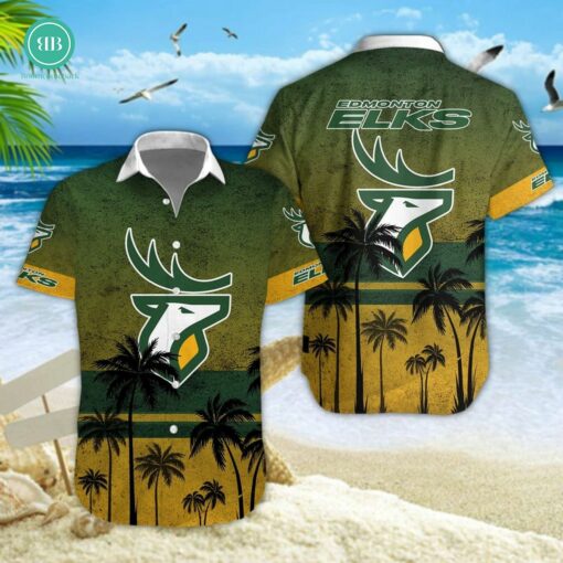 Edmonton Elks Palm Tree Hawaiian Shirt