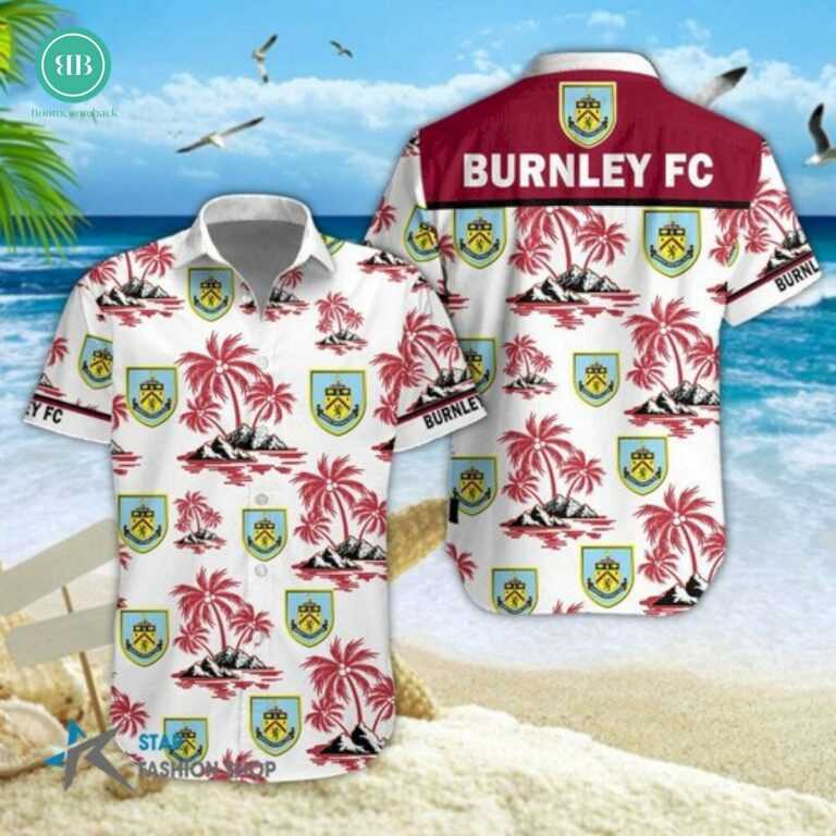 EPL 2023 Burnley FC Palm Tree Island Hawaiian Shirt