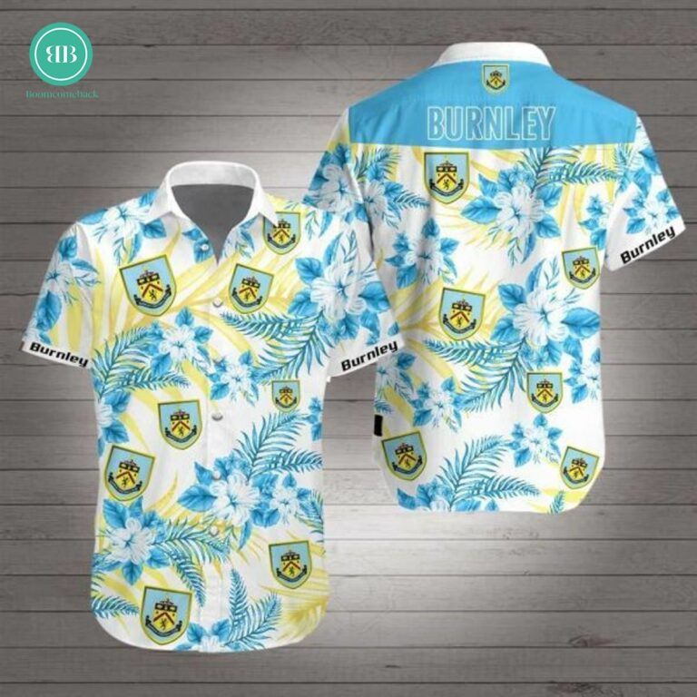 EPL 2023 Burnley FC Tropical Leaves Flower Hawaiian Shirt