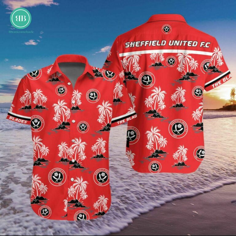 EPL 2023 Sheffield United Palm Tree Island Red Hawaiian Shirt