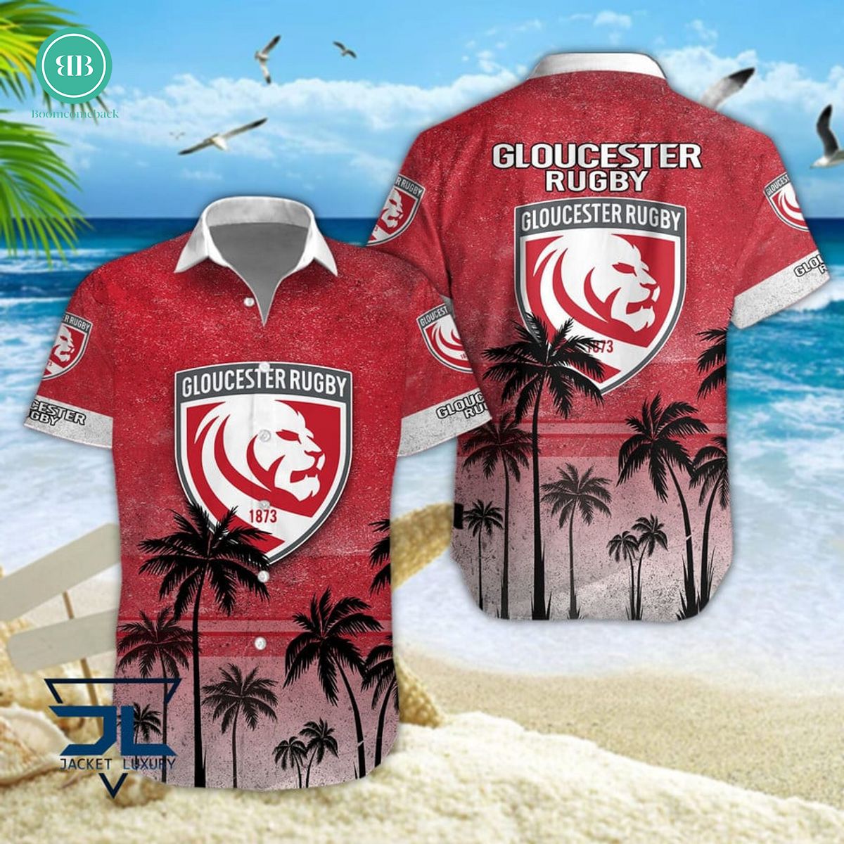 Gloucester Rugby Palm Tree Hawaiian Shirt