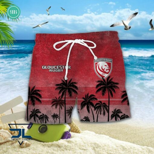 Gloucester Rugby Palm Tree Hawaiian Shirt