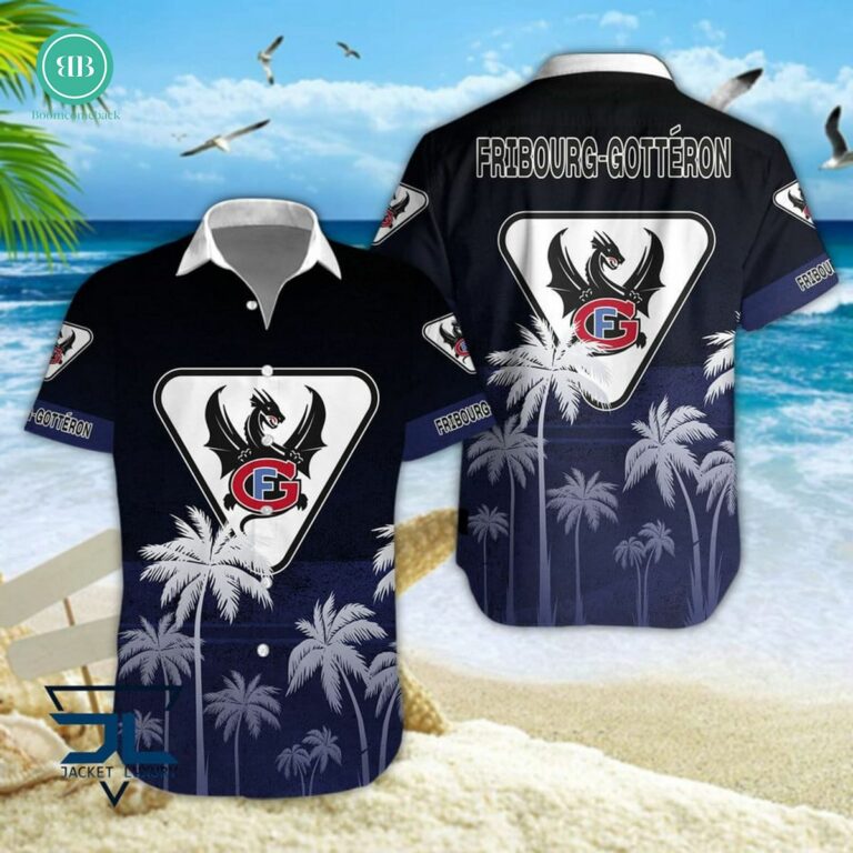 HC Fribourg-Gotteron Palm Tree Hawaiian Shirt