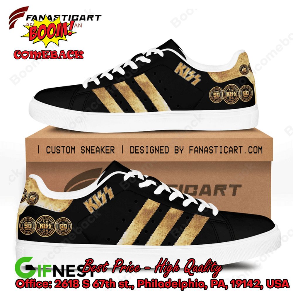 Kiss Rock Band Golden Stripes Style 2 Adidas Stan Smith Shoes
