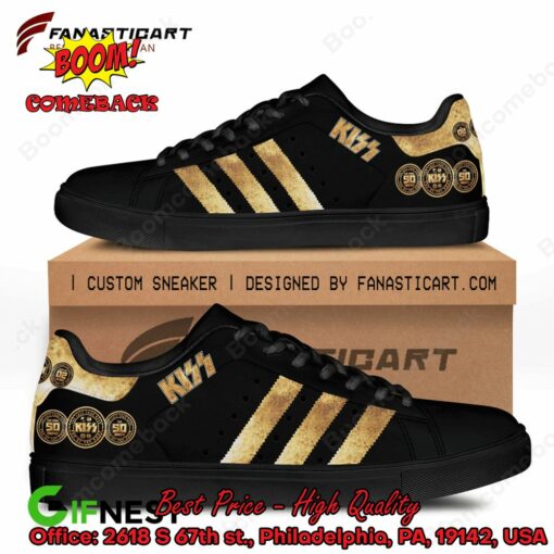 Kiss Rock Band Golden Stripes Style 2 Adidas Stan Smith Shoes