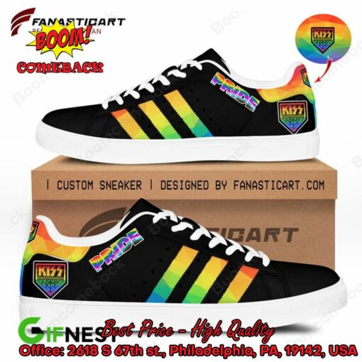 Kiss Rock Band LGBT Pride Black Adidas Stan Smith Shoes