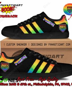 kiss rock band lgbt pride black adidas stan smith shoes 3 B13RL
